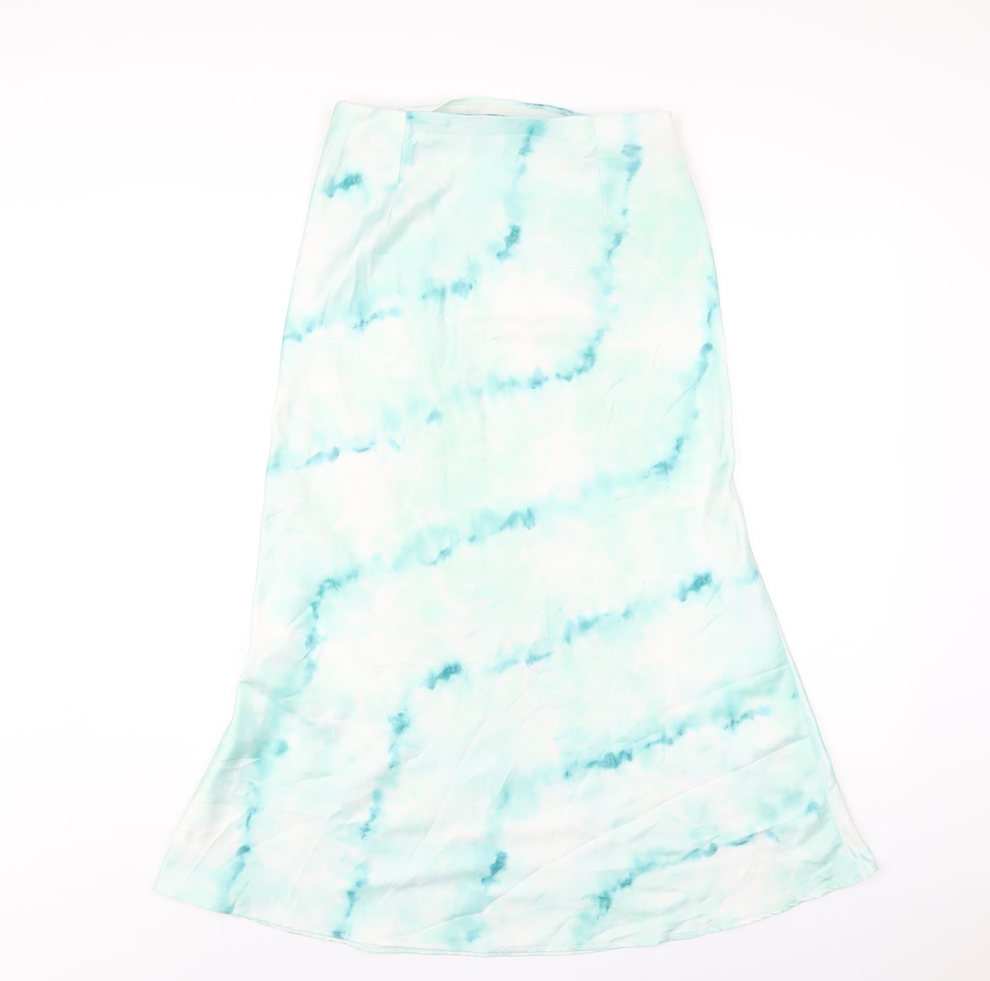 Bershka Womens Green Polyester A-Line Skirt Size M Zip