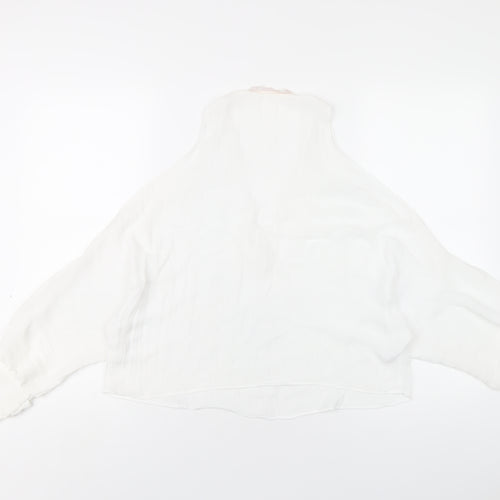 Zara Womens White Polyester Basic T-Shirt Size S V-Neck