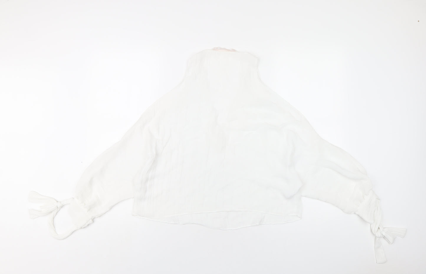 Zara Womens White Polyester Basic T-Shirt Size S V-Neck