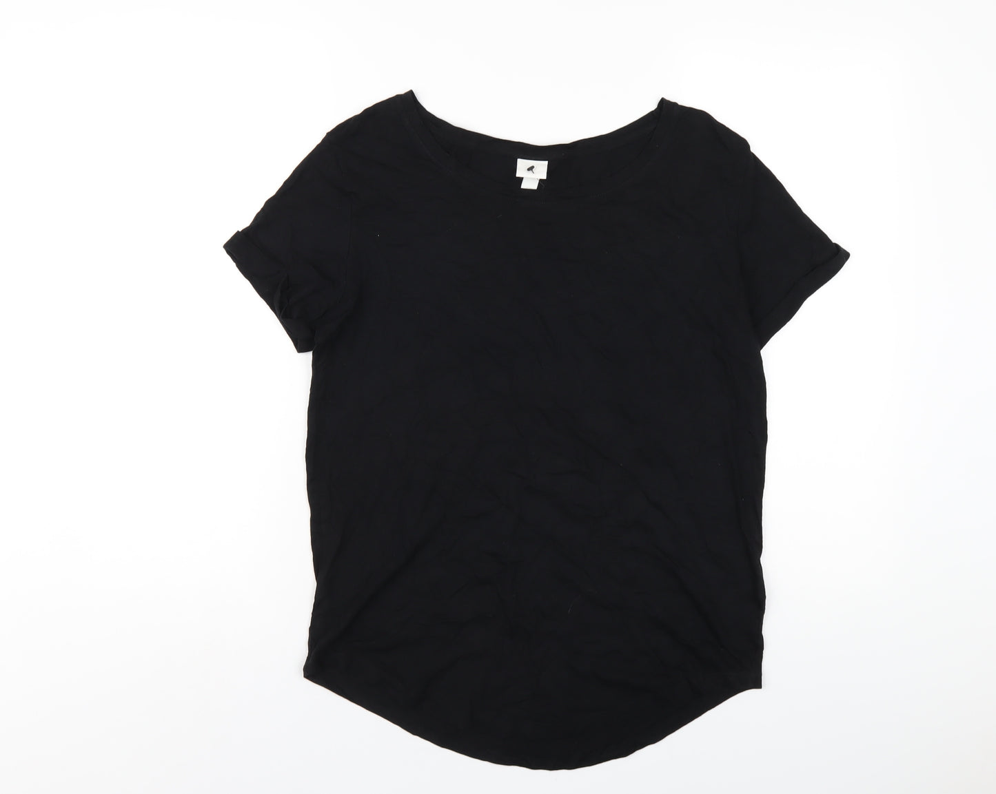 H&M Womens Black Cotton Basic T-Shirt Size S Round Neck