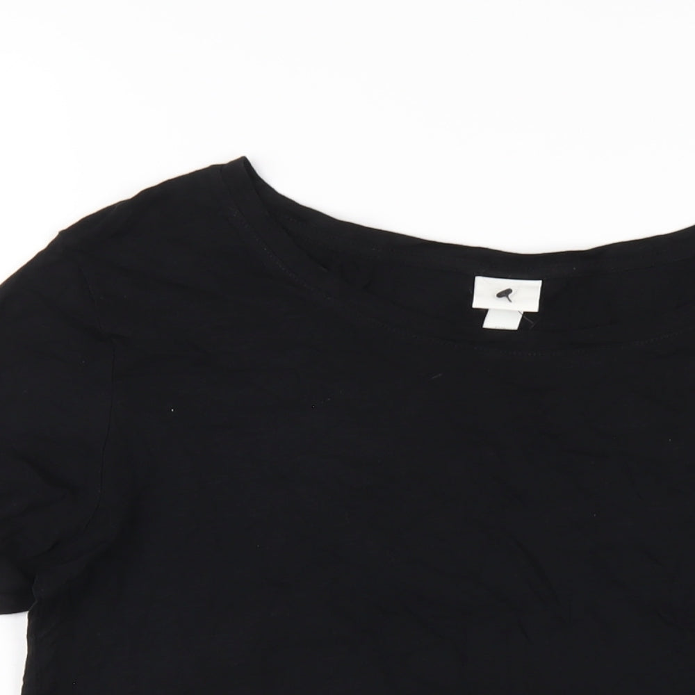 H&M Womens Black Cotton Basic T-Shirt Size S Round Neck