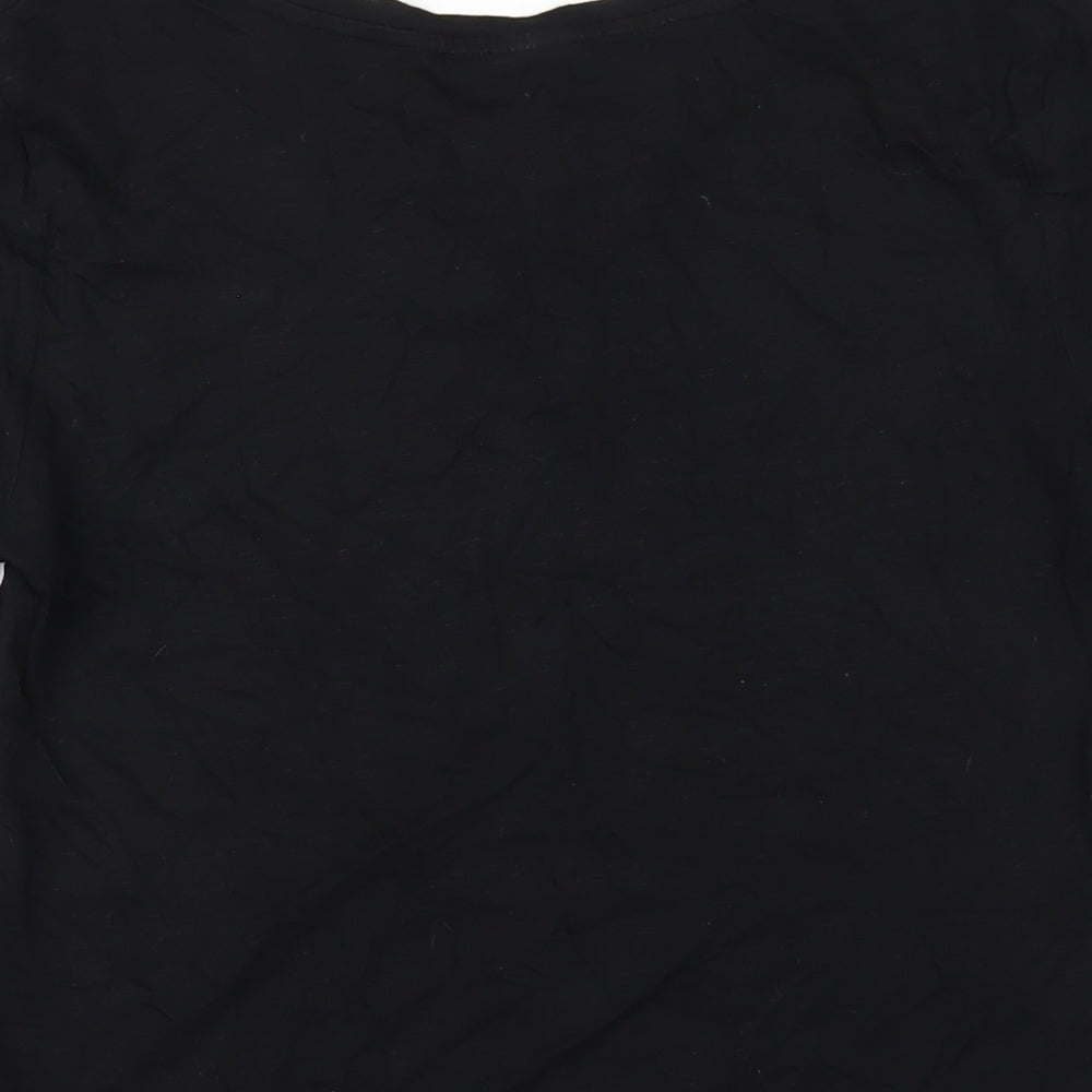 H&M Womens Black Cotton Basic T-Shirt Size S Round Neck