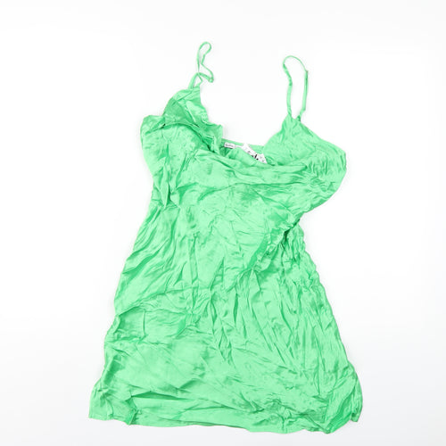 Bershka Womens Green Polyester A-Line Size XL Cowl Neck Pullover