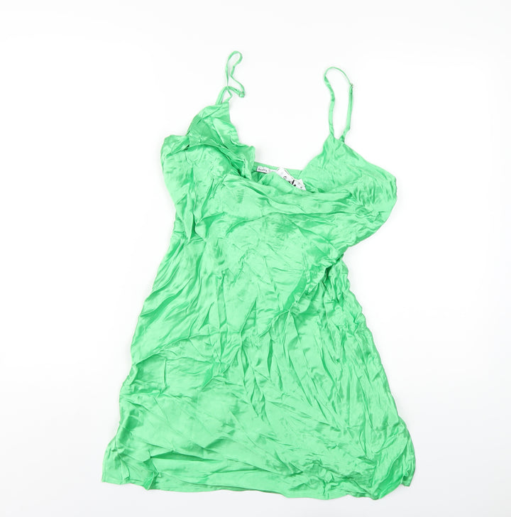 Bershka Womens Green Polyester A-Line Size XL Cowl Neck Pullover