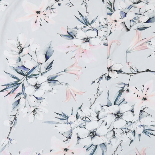 Yours Womens Blue Floral Polyester Basic T-Shirt Size 22 Round Neck