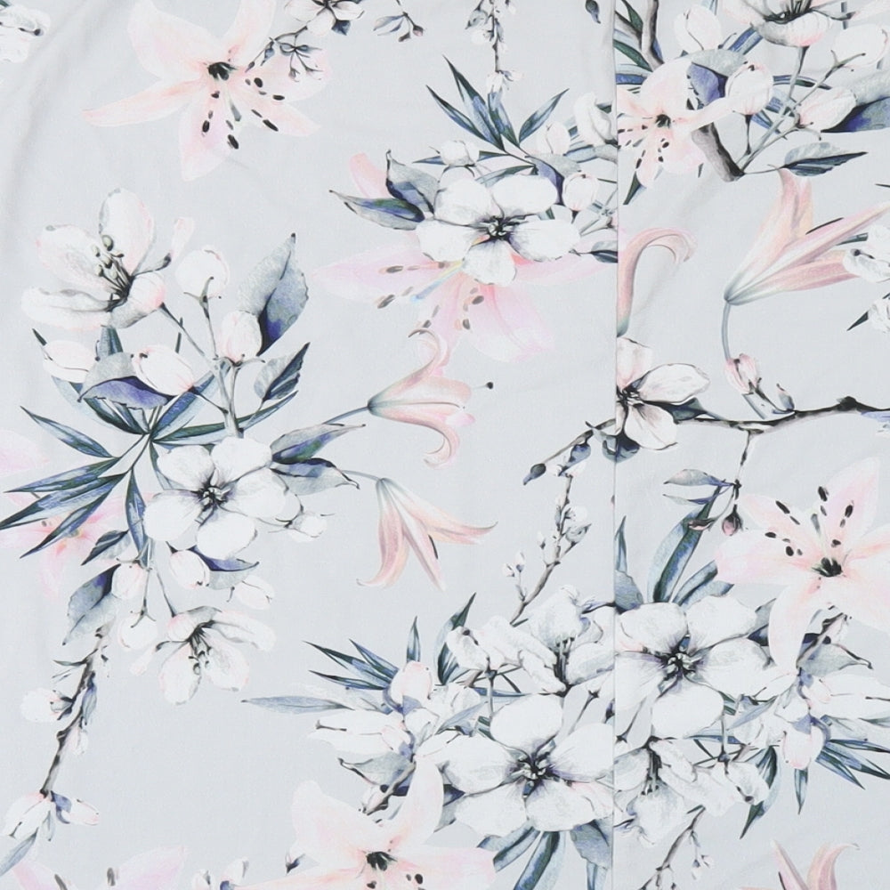 Yours Womens Blue Floral Polyester Basic T-Shirt Size 22 Round Neck