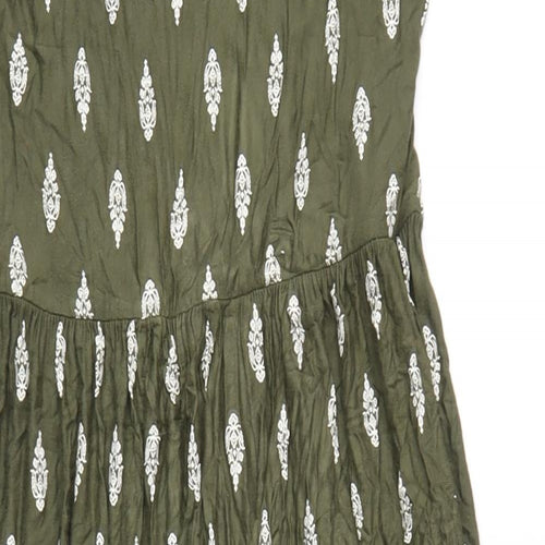 Roman Womens Green Geometric Viscose Maxi Size 16 Scoop Neck Pullover