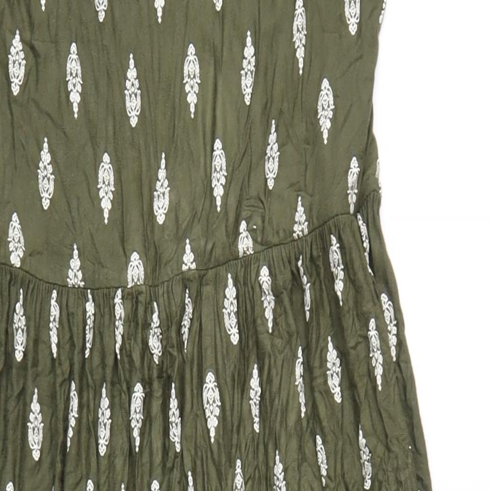 Roman Womens Green Geometric Viscose Maxi Size 16 Scoop Neck Pullover