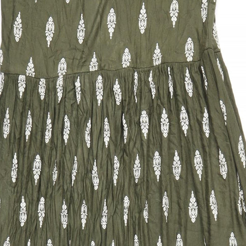 Roman Womens Green Geometric Viscose Maxi Size 16 Scoop Neck Pullover