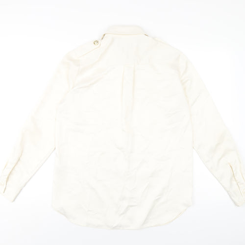 River Island Womens Ivory Polyester Basic Button-Up Size 6 Collared