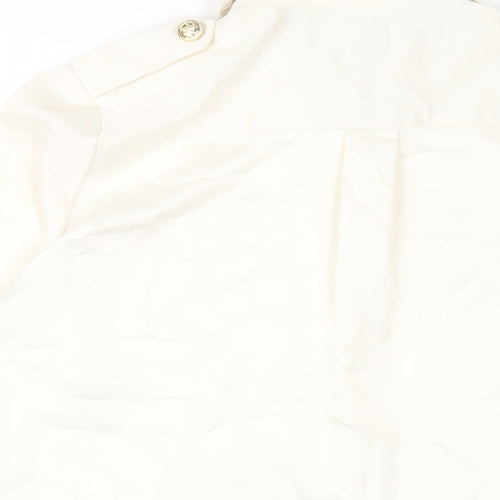 River Island Womens Ivory Polyester Basic Button-Up Size 6 Collared