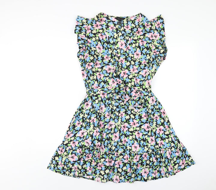 New Look Womens Multicoloured Floral Polyester A-Line Size 12 V-Neck Pullover