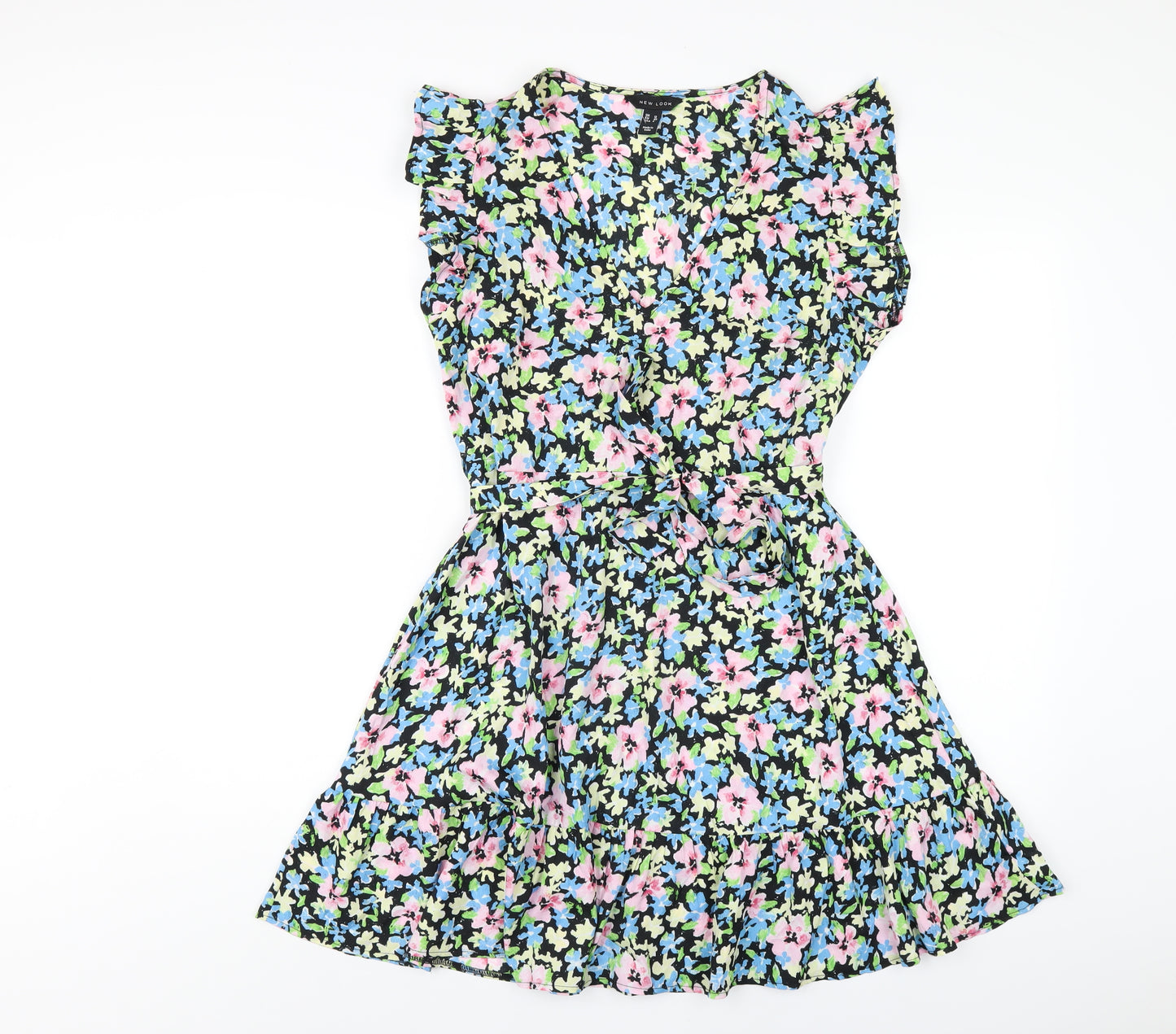 New Look Womens Multicoloured Floral Polyester A-Line Size 12 V-Neck Pullover