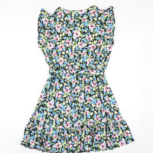 New Look Womens Multicoloured Floral Polyester A-Line Size 12 V-Neck Pullover