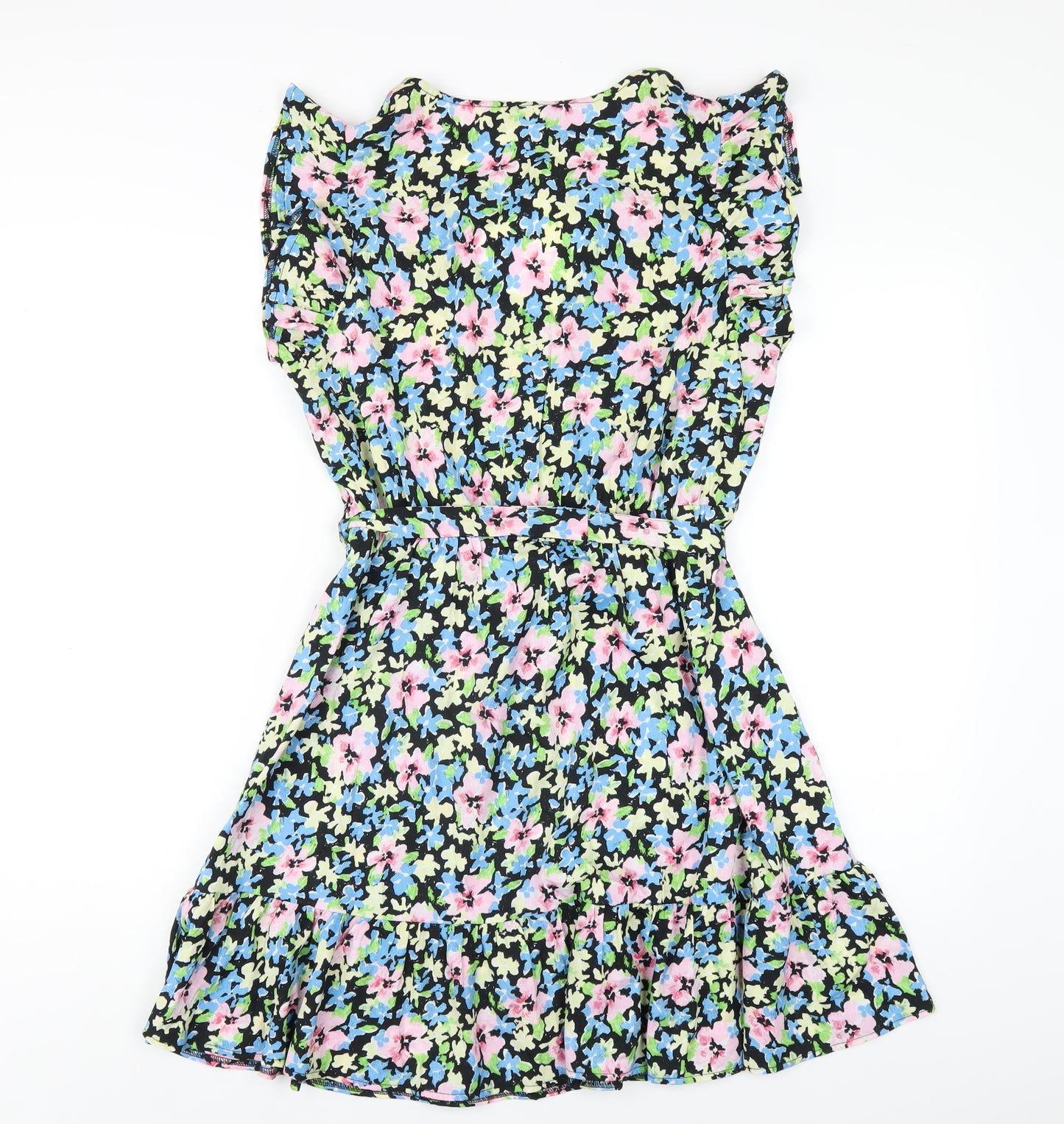 New Look Womens Multicoloured Floral Polyester A-Line Size 12 V-Neck Pullover