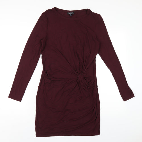 Topshop Womens Purple Viscose Bodycon Size 12 Round Neck Pullover