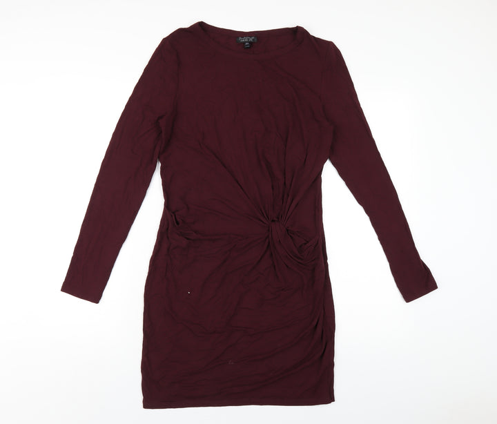 Topshop Womens Purple Viscose Bodycon Size 12 Round Neck Pullover