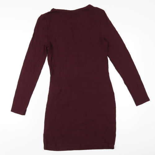Topshop Womens Purple Viscose Bodycon Size 12 Round Neck Pullover