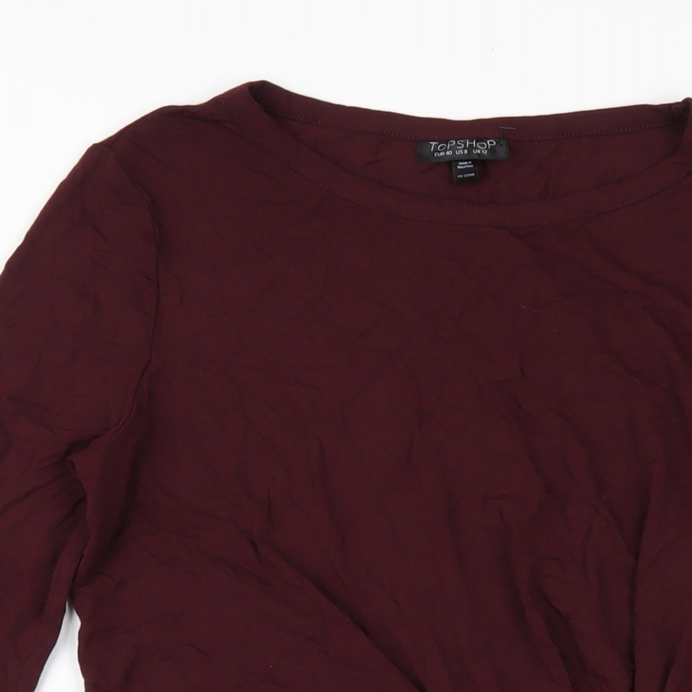 Topshop Womens Purple Viscose Bodycon Size 12 Round Neck Pullover