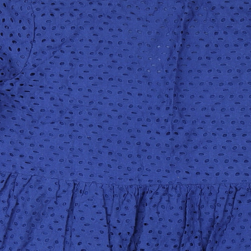 Boohoo Womens Blue Cotton Trapeze & Swing Size 18 V-Neck Pullover
