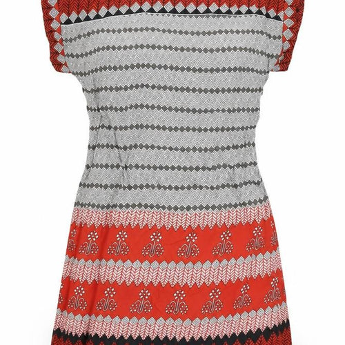 Monsoon Womens Multicoloured Geometric Viscose A-Line Size 10 Round Neck Zip - Beaded Neckline