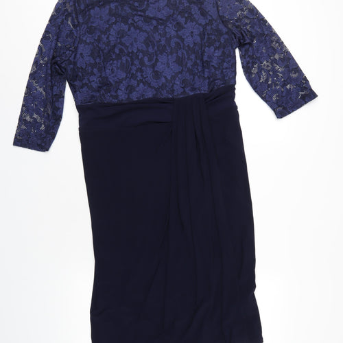 Together Womens Blue Polyester A-Line Size 18 Round Neck Pullover