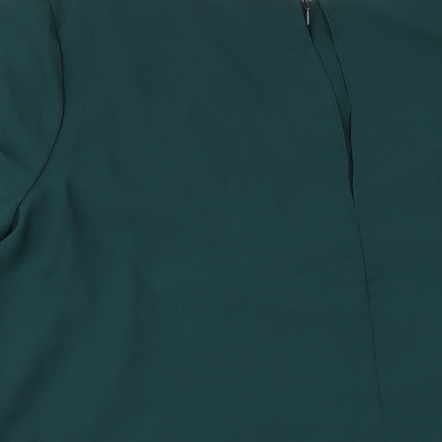 Hanna Nikole Womens Green Polyester Basic Blouse Size 16 Round Neck