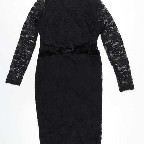 AX Paris Womens Black Polyester Bodycon Size 12 Round Neck Zip