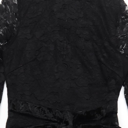 AX Paris Womens Black Polyester Bodycon Size 12 Round Neck Zip