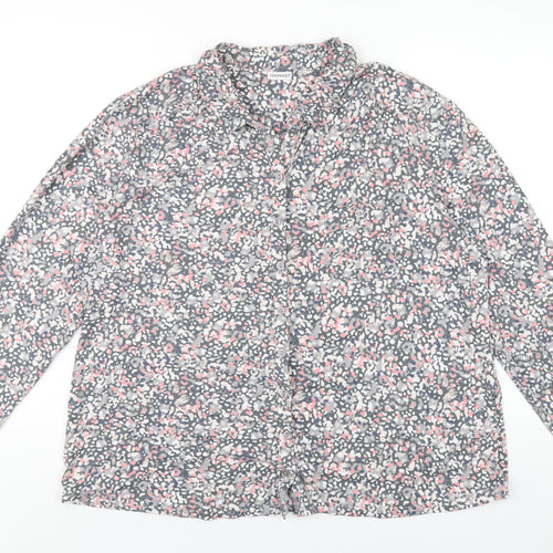 Damart Womens Multicoloured Geometric Polyester Basic Button-Up Size 22 Collared