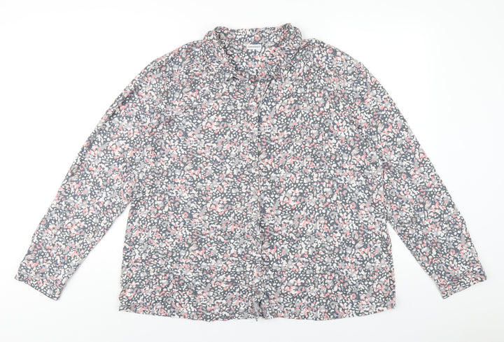 Damart Womens Multicoloured Geometric Polyester Basic Button-Up Size 22 Collared