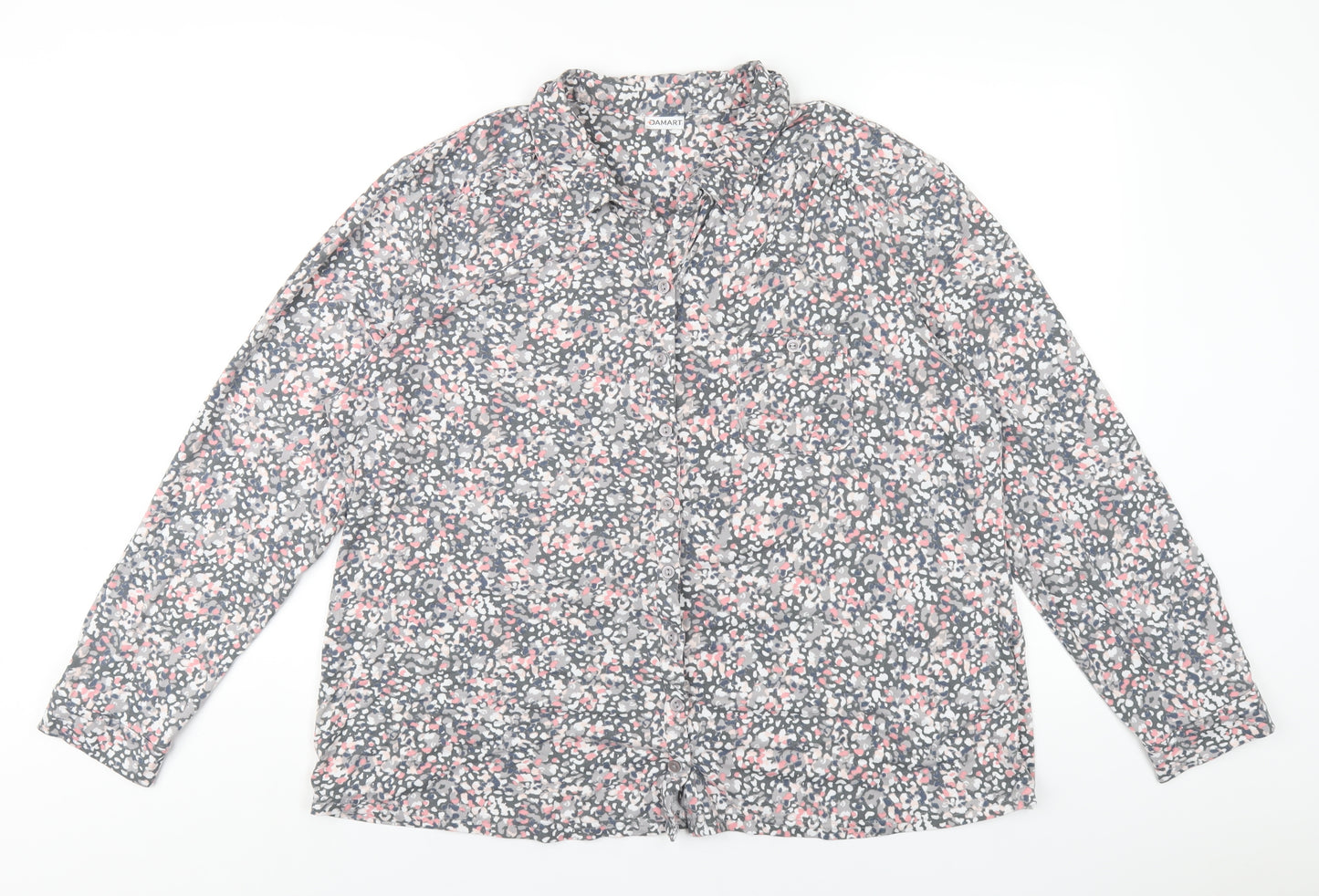 Damart Womens Multicoloured Geometric Polyester Basic Button-Up Size 22 Collared