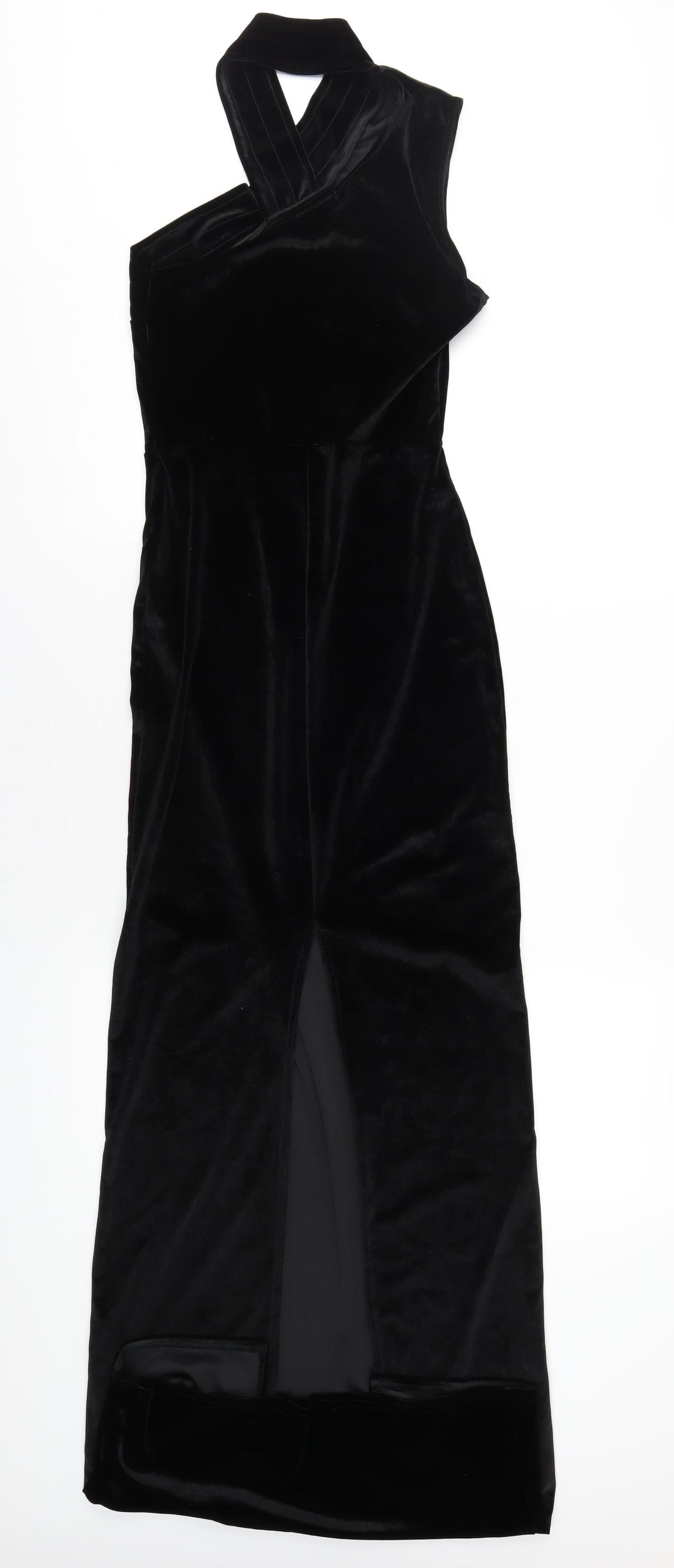 PRETTYLITTLETHING Womens Black Polyester Maxi Size 10 Halter Pullover