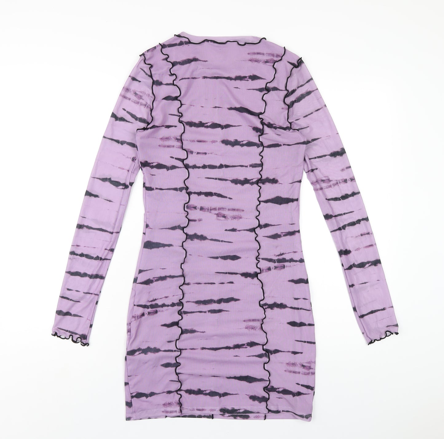 H&M Womens Purple Geometric Polyester Bodycon Size M Round Neck Pullover