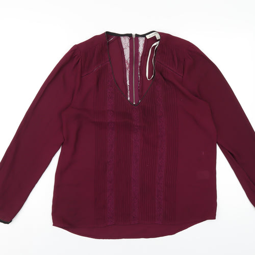 Daniel Rainn Womens Purple Polyester Basic Blouse Size S V-Neck