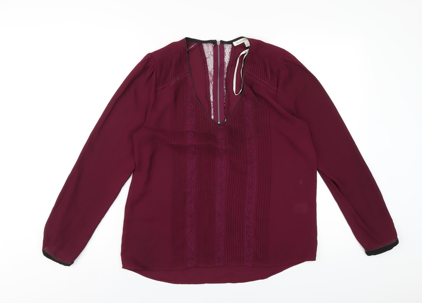 Daniel Rainn Womens Purple Polyester Basic Blouse Size S V-Neck