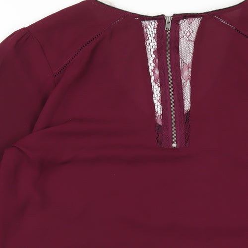 Daniel Rainn Womens Purple Polyester Basic Blouse Size S V-Neck