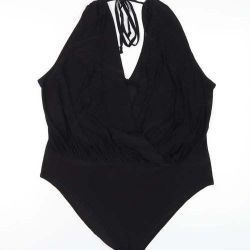 Boohoo Womens Black Polyester Bodysuit One-Piece Size 24 Snap
