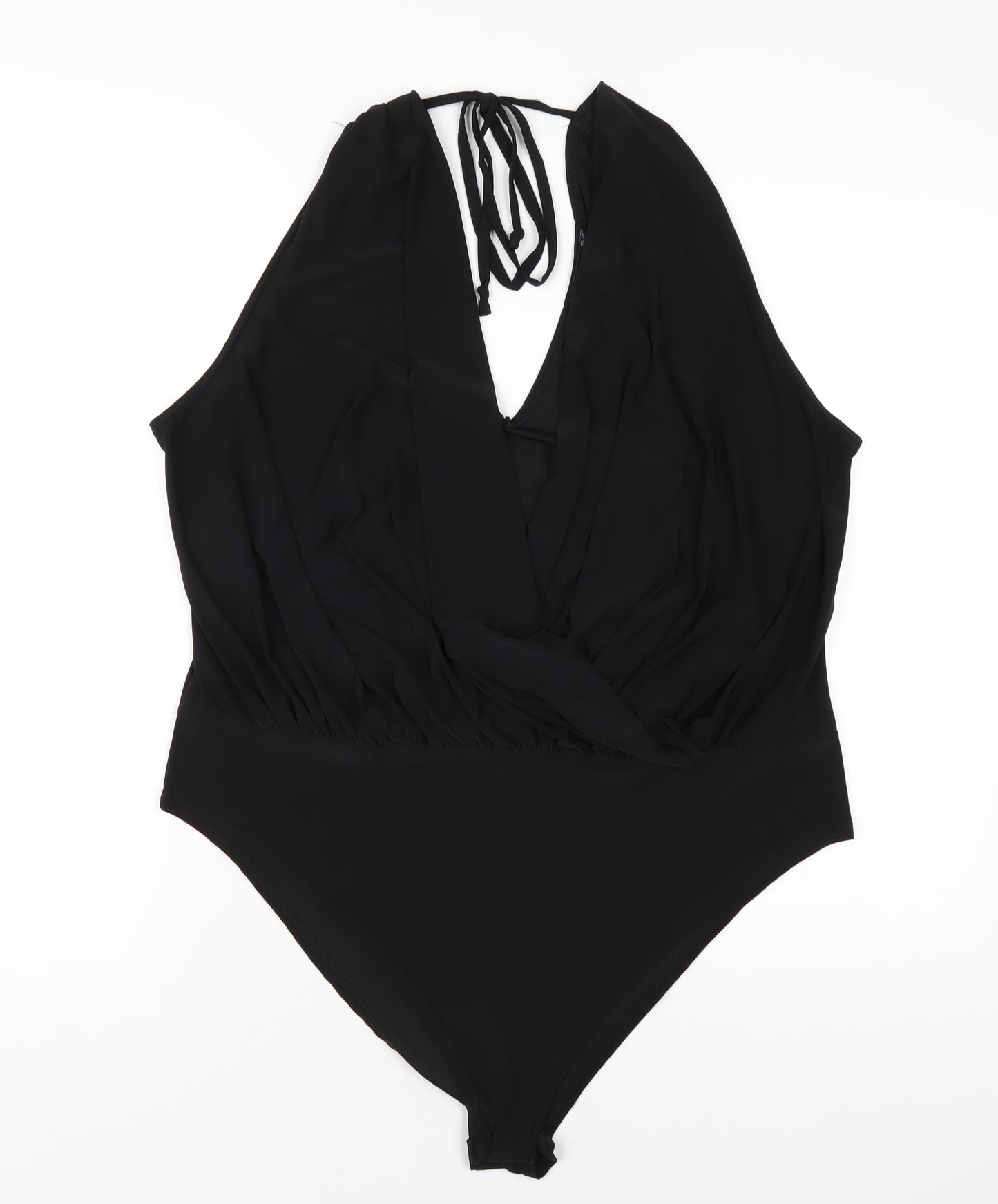 Boohoo Womens Black Polyester Bodysuit One-Piece Size 24 Snap