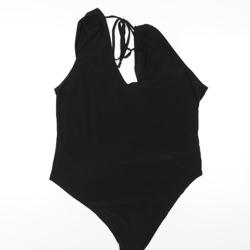 Boohoo Womens Black Polyester Bodysuit One-Piece Size 24 Snap