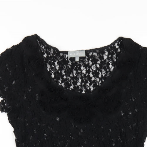 Per Una Womens Black Viscose Basic T-Shirt Size 12 Scoop Neck