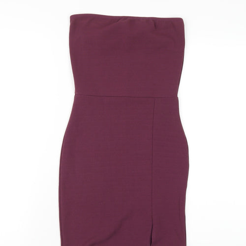 PRETTYLITTLETHING Womens Purple Polyester Bodycon Size 6 Square Neck Pullover