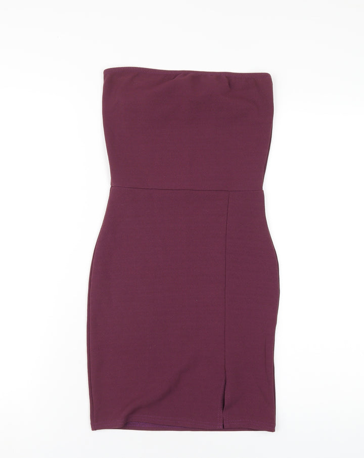 PRETTYLITTLETHING Womens Purple Polyester Bodycon Size 6 Square Neck Pullover