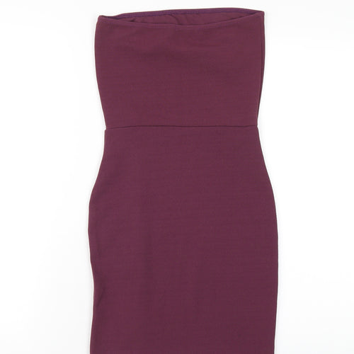 PRETTYLITTLETHING Womens Purple Polyester Bodycon Size 6 Square Neck Pullover