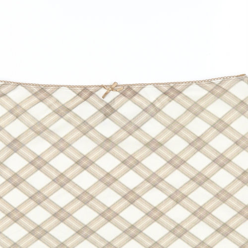 H&M Womens Beige Plaid Polyester Mini Skirt Size S