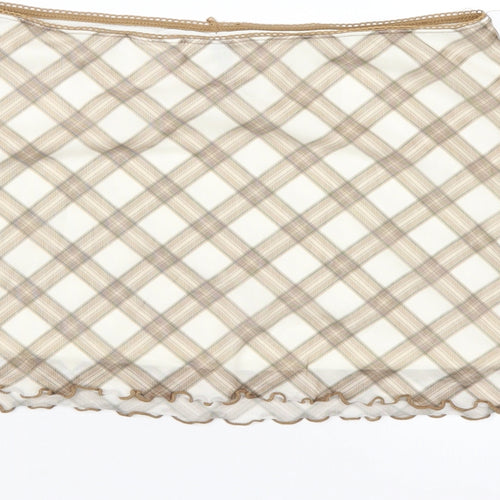 H&M Womens Beige Plaid Polyester Mini Skirt Size S