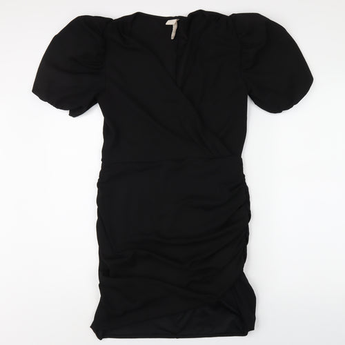 H&M Womens Black Polyester Bodycon Size M V-Neck Pullover