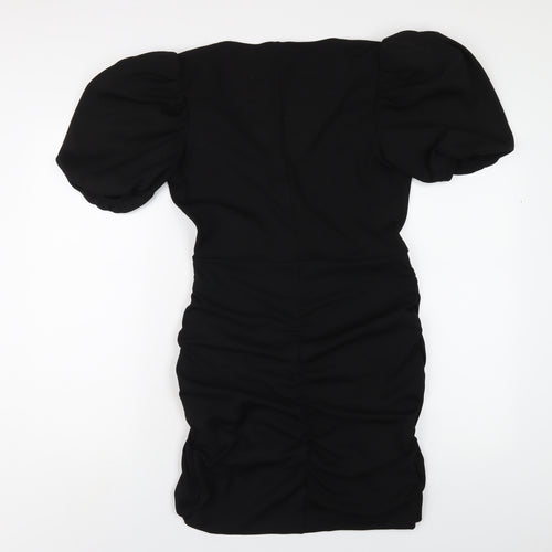 H&M Womens Black Polyester Bodycon Size M V-Neck Pullover