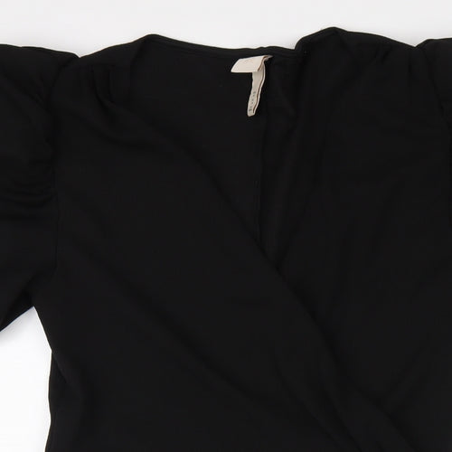 H&M Womens Black Polyester Bodycon Size M V-Neck Pullover