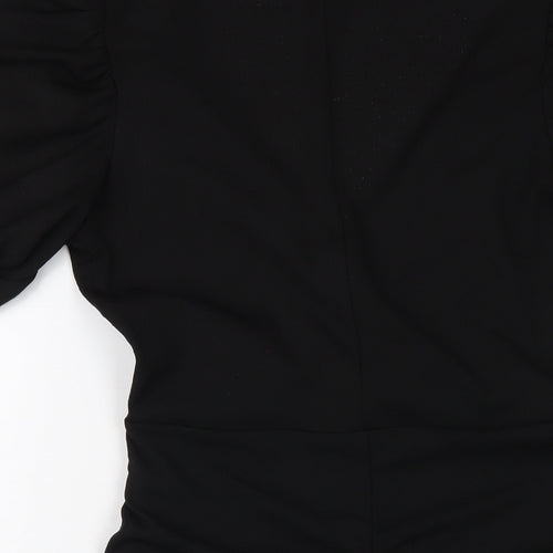 H&M Womens Black Polyester Bodycon Size M V-Neck Pullover